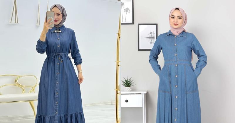 7 Warna Jilbab yang Cocok untuk Dipadukan dengan Gamis Denim